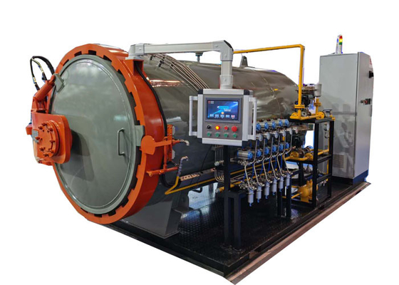 السيارات المادة المسبقة المغطاة التحكم في PLC الصلبة الأوتوكلاف الألياف الكربونية الأوتوكلاف المركب